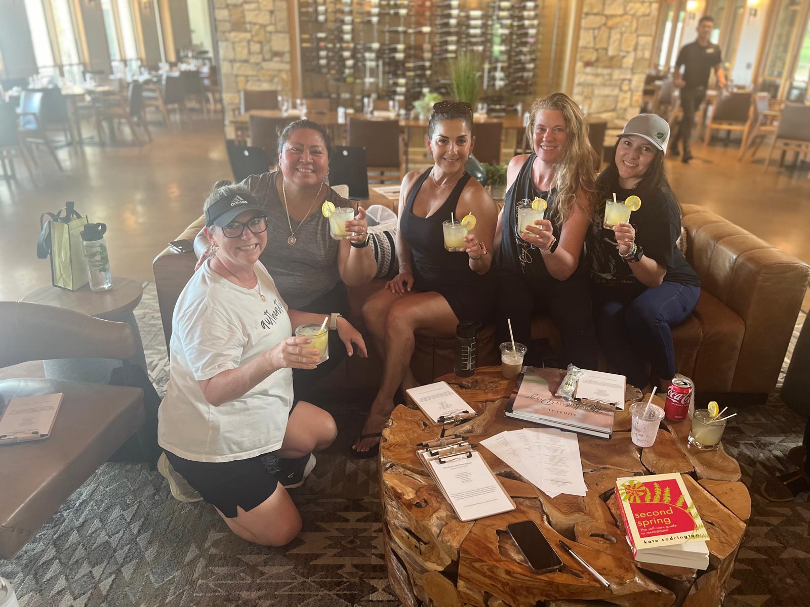 Group photo with drinks